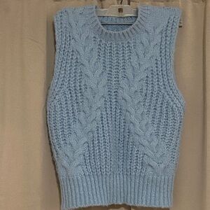 Cider Light Blue Cable Knit Sleeveless Sweater vest